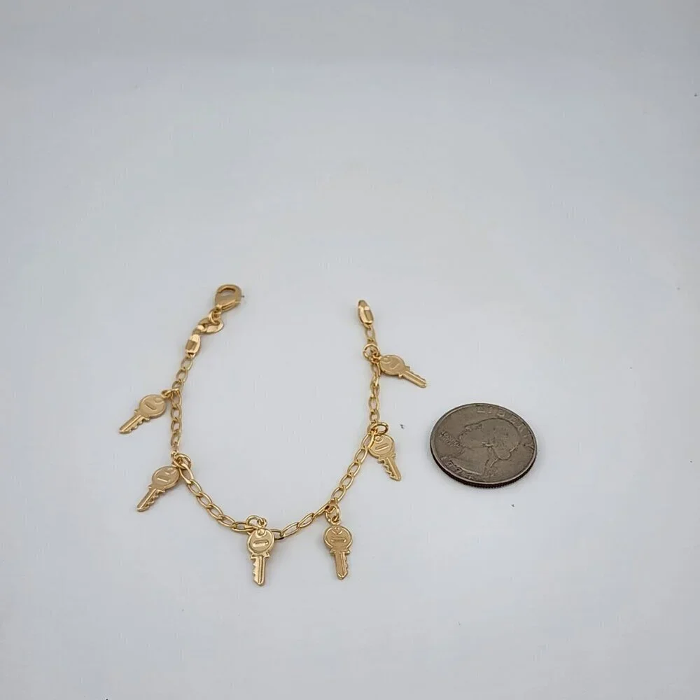 Brand New Brazilian 18k Gold Filled Multi Keys Bracelet